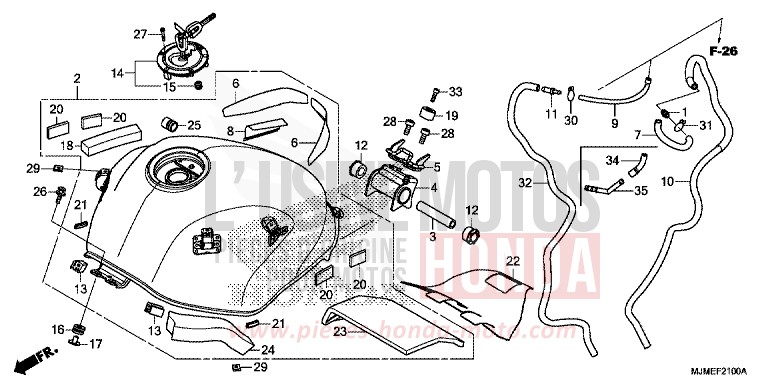 KRAFTSTOFFTANK von VFR800X „Crossrunner“ MAT GUNPOWDER BLACK METALLIC (NH436) von 2015